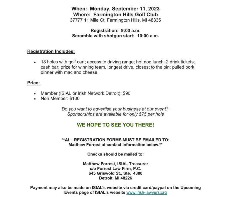 28th Annual Irish Network Detroit Golf Scramble